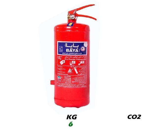 کپسول آتش نشانی 6 کیلویی CO2 بایا سیلندر با پایه نصب دیواری