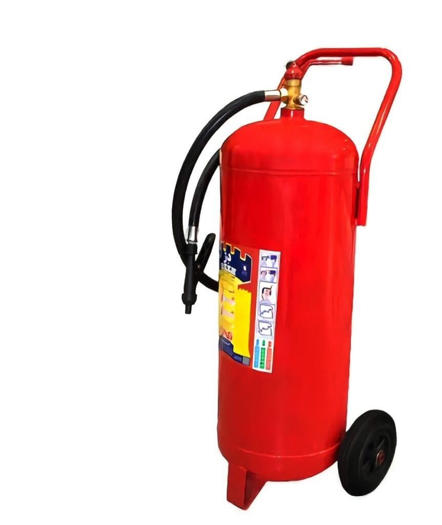 کپسول آتش نشانی 50 کیلویی پودری ( پودر و گاز ) بایا سیلندر چرخ دار ( ارابه دار )